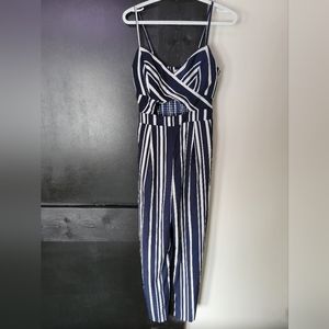 M Japna Blue and White Stripe Jumpsuit